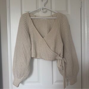 OAK + FORT Beige Knit Wrap Cardigan
